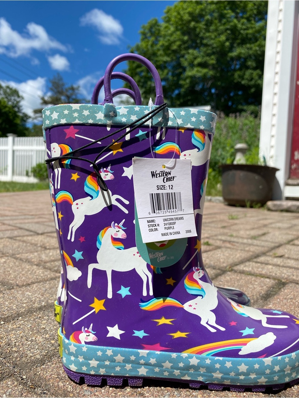 Girls' Purple Unicorn Western Chief Rain Boots